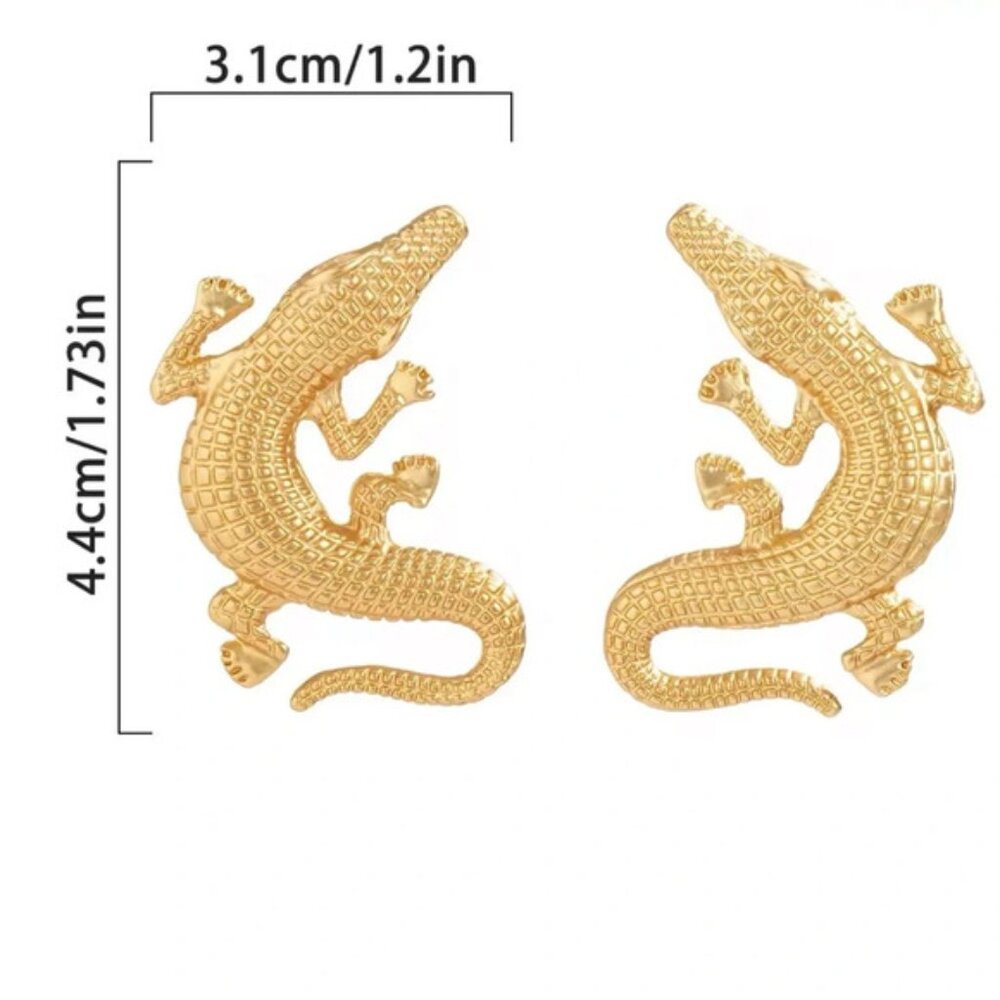 Alligator Silver Textured Statement Earrings - image 5